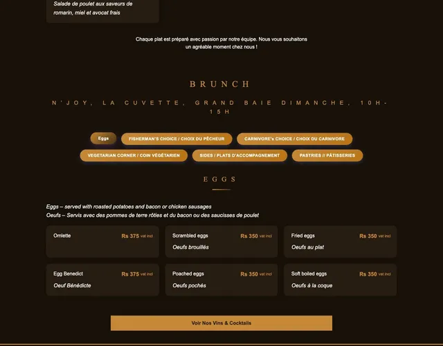 Original menu for N 'JOY, page 2