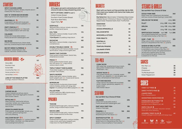 Original menu for Tiger's Milk Flic en Flac, page 1