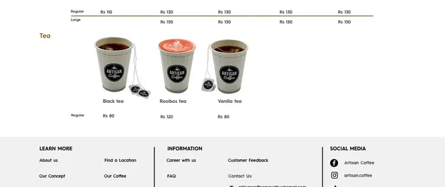 Original menu for Artisan Coffee Quatre Bornes, page 3