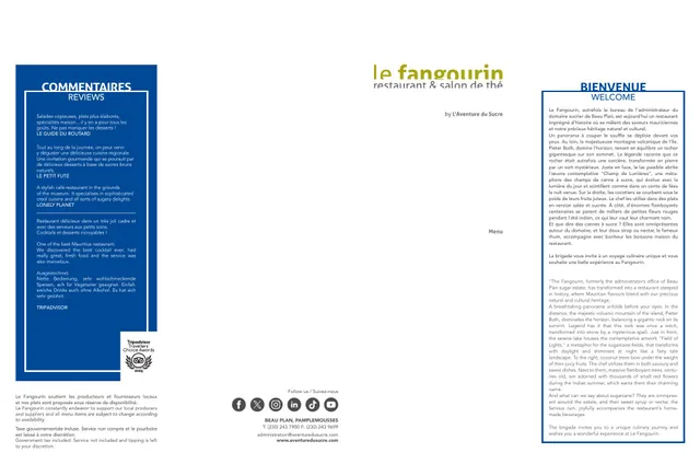 Original menu for Le Fangourin, page 1