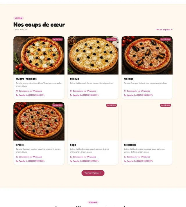 Original menu for Bellana Pizza Calodyne, page 1