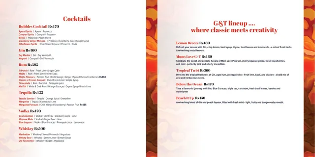 Original menu for La Bohème - Eat & Drink, page 2