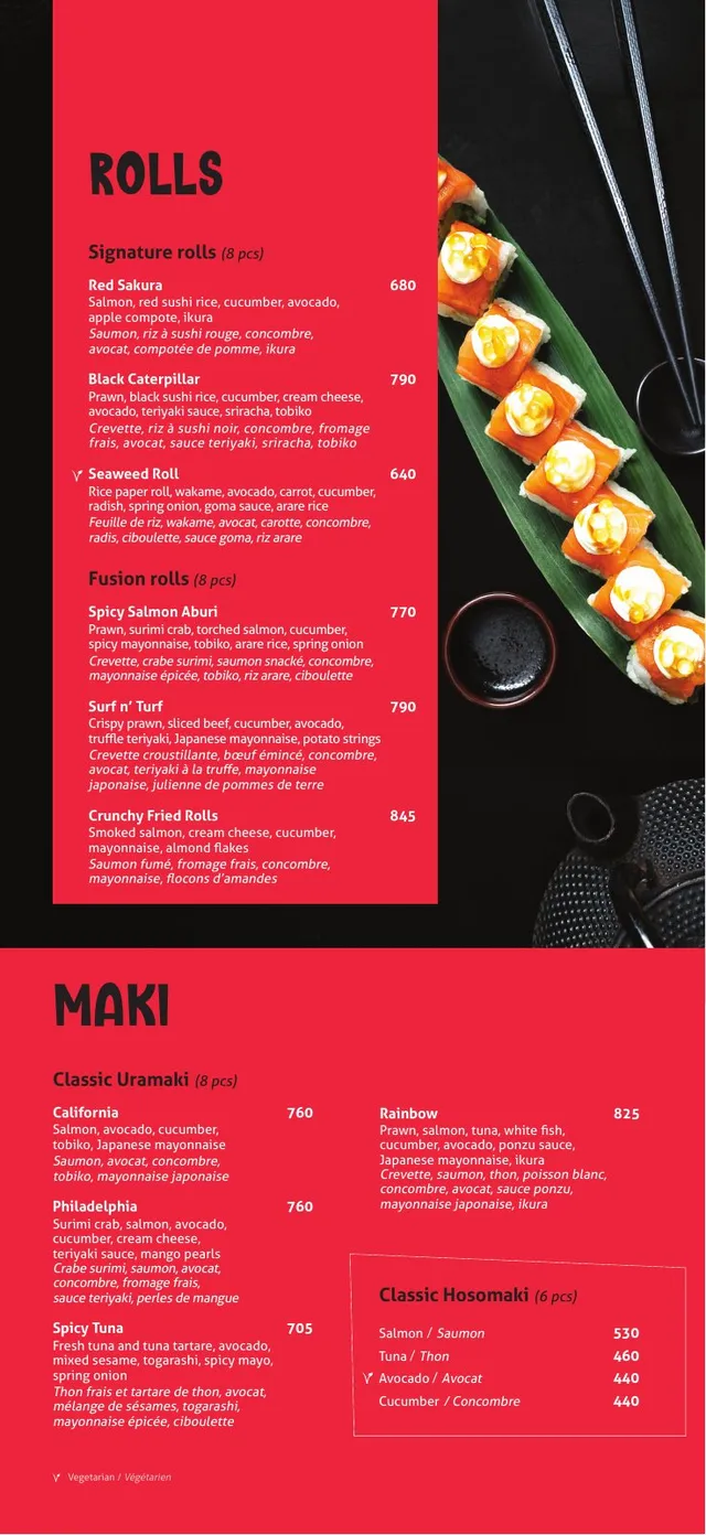 Original menu for SushiMe, page 3