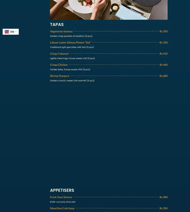 Original menu for Lakaaz Lamer, page 1