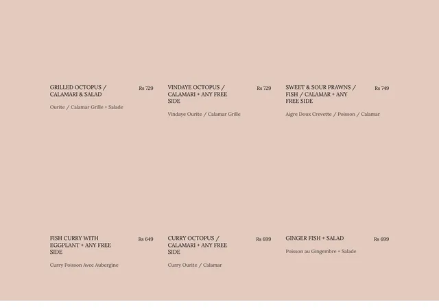 Original menu for Sunshine Fusion Restaurant, page 2