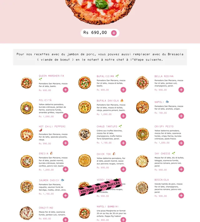 Original menu for Felicita - Authentic Neapolitan Pizza, page 1
