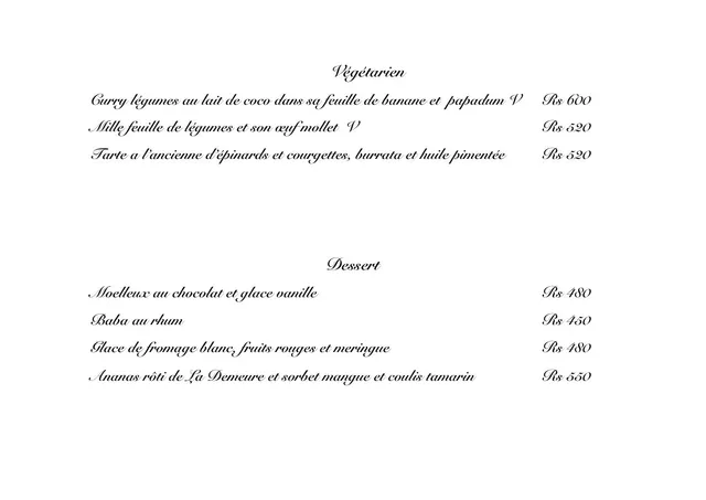 Original menu for La Demeure Saint Antoine, page 3