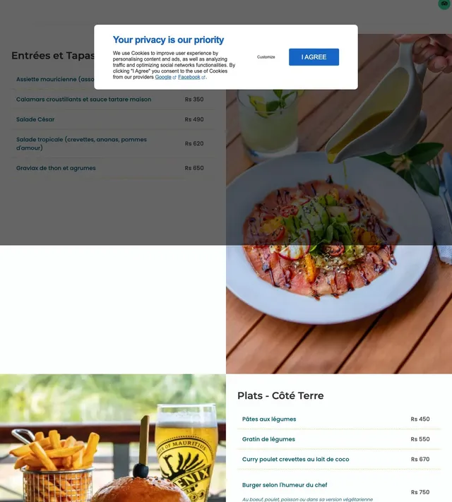 Original menu for Restaurant Station A, page 1