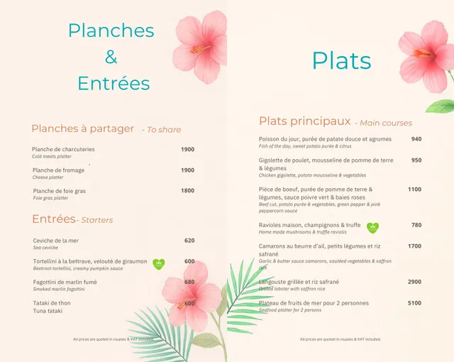 Original menu for Moon Bar’k - Floating Bar & Dining on the sea, page 2