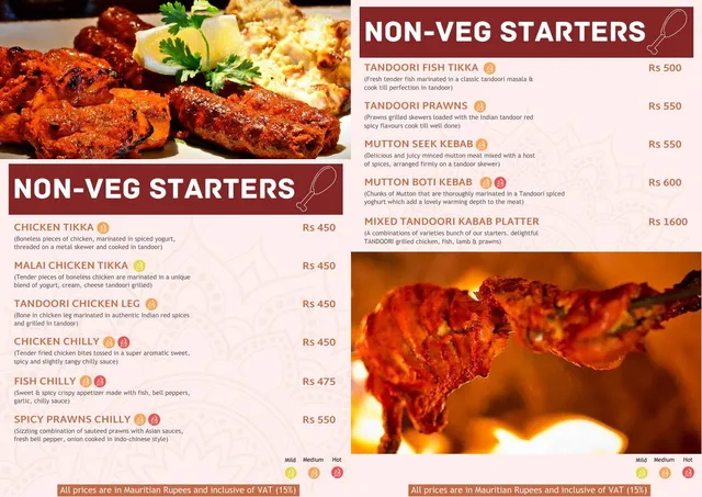 Original menu for Indian Swad Valentina, page 3