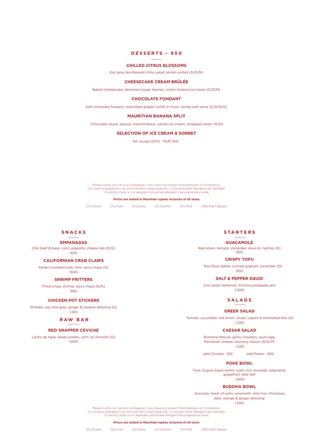 Original menu for La Pointe Restaurant, page 3