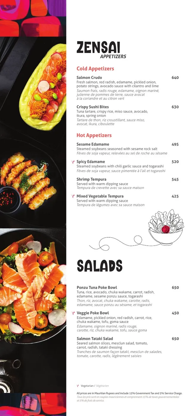 Original menu for SushiMe, page 2