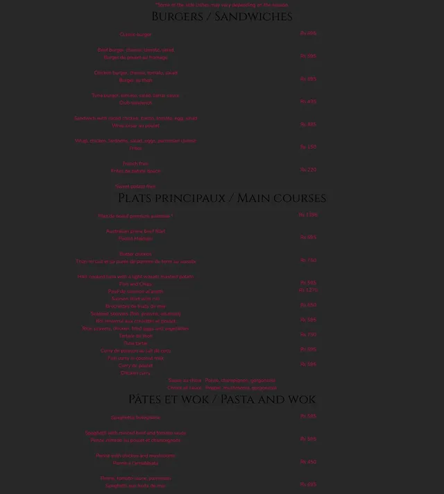 Original menu for Cocoloko, page 2