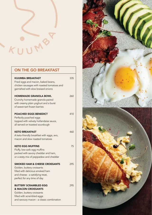 Original menu for Kuumba Moka Telfair, page 2