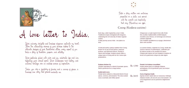 Original menu for Safran, page 1