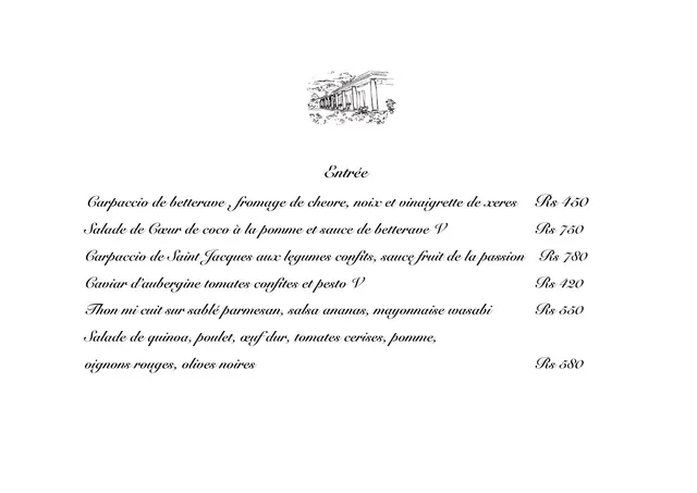 Original menu for La Demeure Saint Antoine, page 1