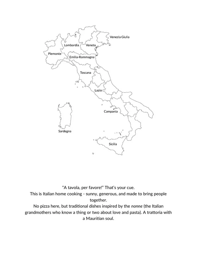 Original menu for A Tavola!, page 2