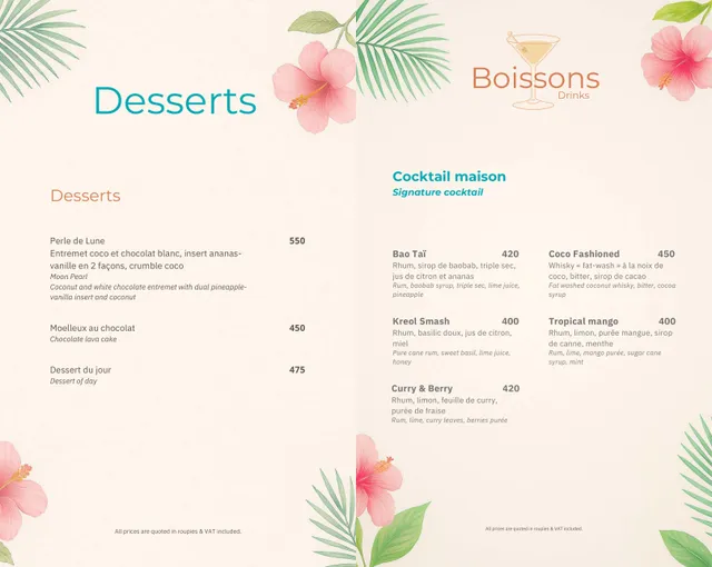 Original menu for Moon Bar’k - Floating Bar & Dining on the sea, page 3