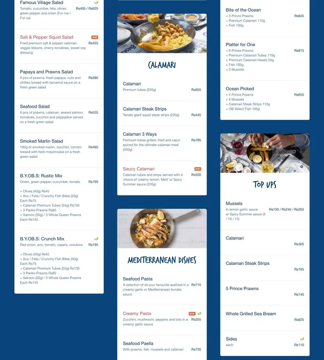 Original menu for Ocean Basket, page 3