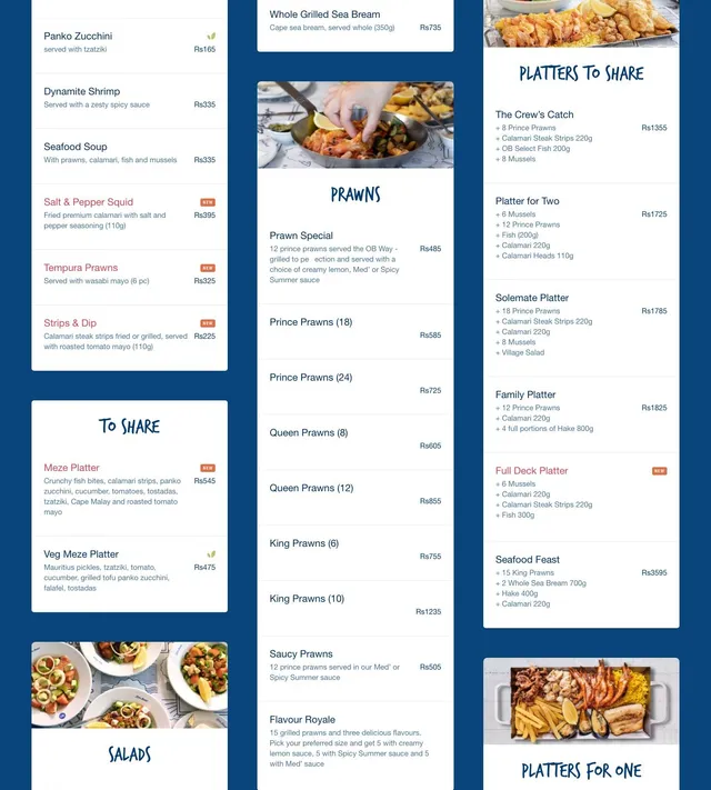 Original menu for Ocean Basket, page 2