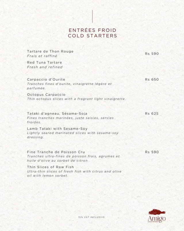 Original menu for Amigo Restaurant, page 3