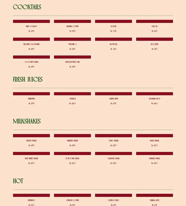 Original menu for Andalucia Mauritius, page 3