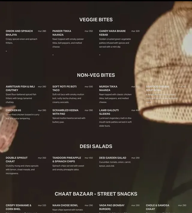 Original menu for Raina, page 1