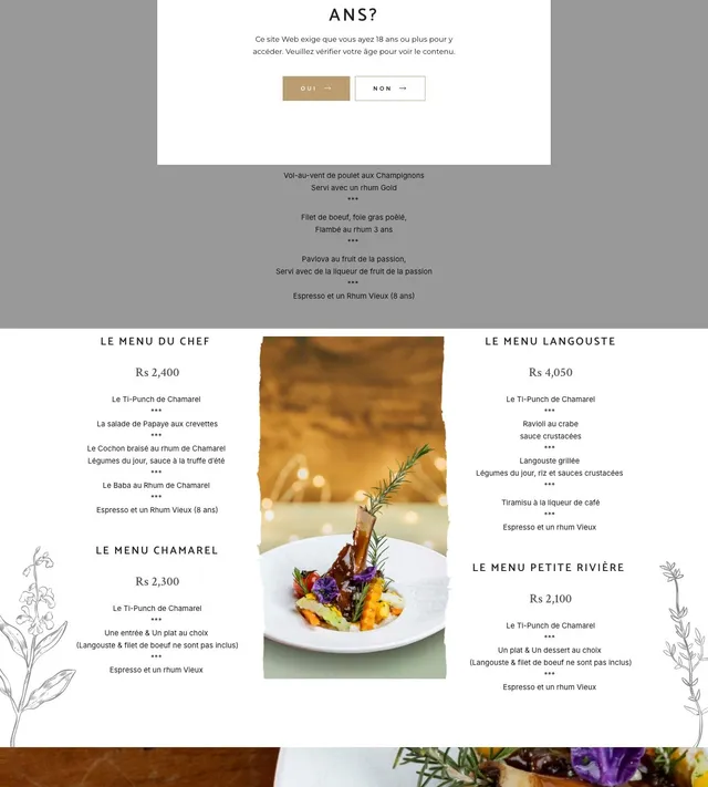 Original menu for L’Alchimiste restaurant, page 1