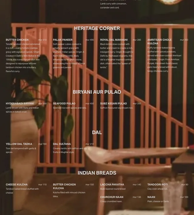 Original menu for Raina, page 3