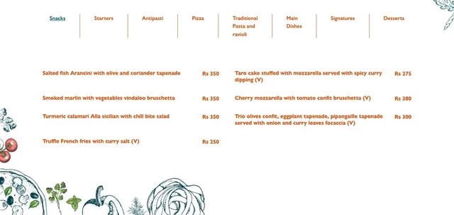 Original menu for Caudan Arts Centre, page 1