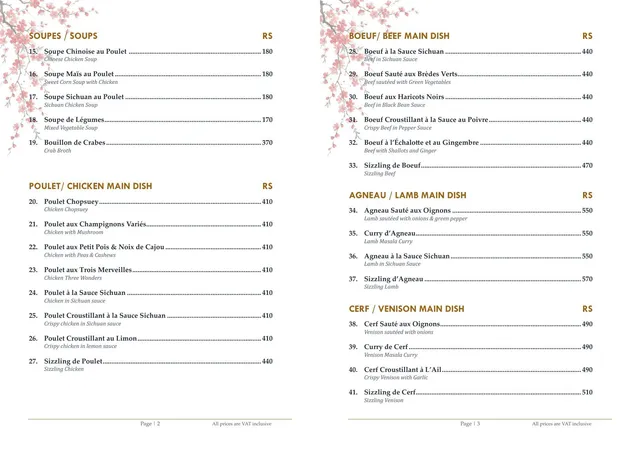 Original menu for Royal Choice, page 2