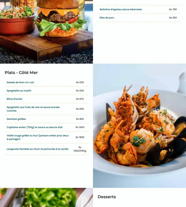Original menu for Restaurant Station A, page 2