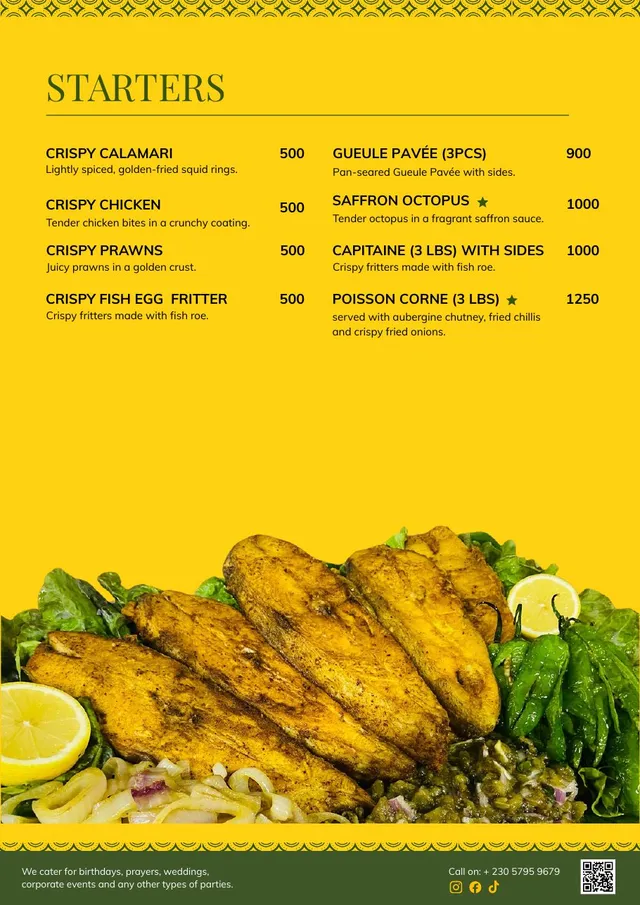 Original menu for Kot Mamé by Ramalingum & Sons, page 1