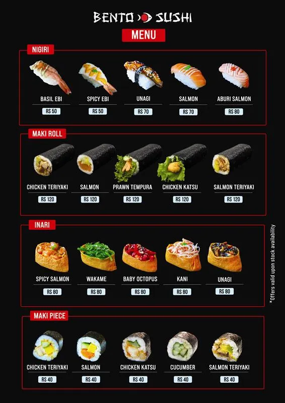Original menu for Bento Sushi, page 2