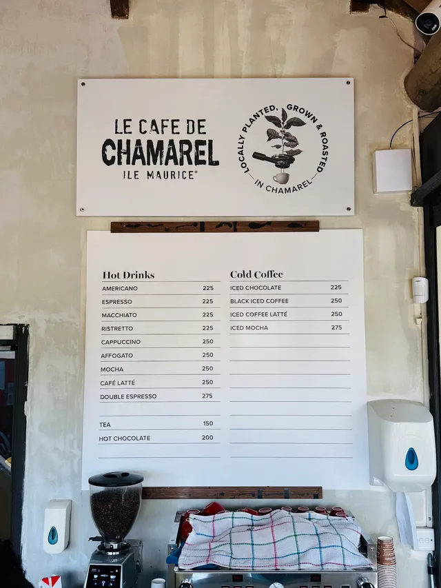 Original menu for Chamarel Café, page 1