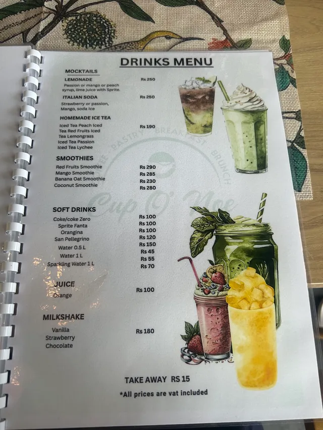 Original menu for Cup O' Noe, page 1