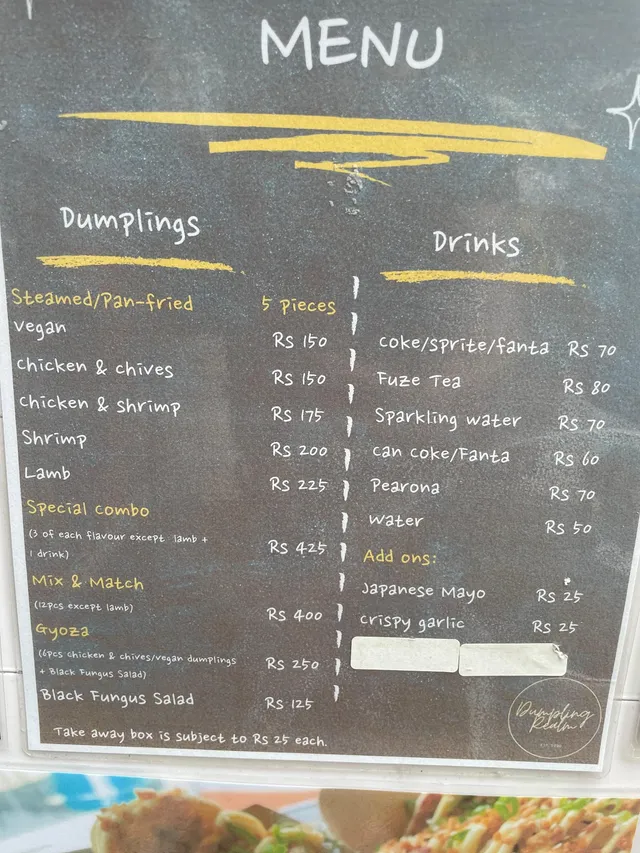 Original menu for Dumpling Realm, page 1