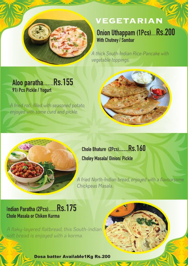 Original menu for Indian Express Restaurant - Quatre Bornes, page 1