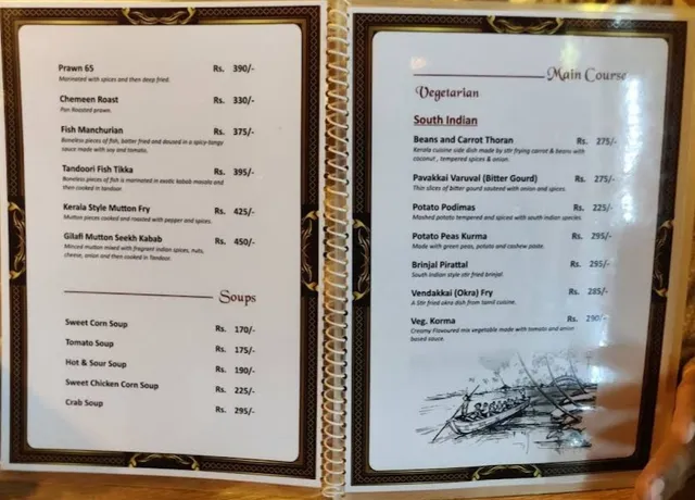 Original menu for Kerali Restaurant & Bar, page 1