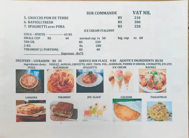 Original menu for La Glace Italiana Souillac, page 1