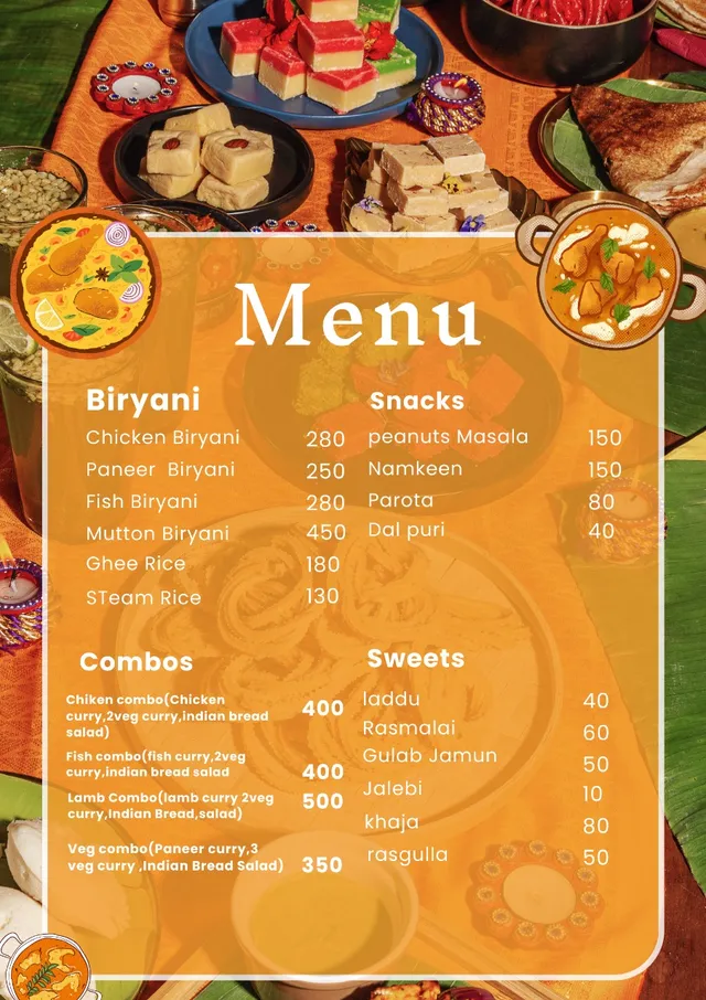 Original menu for La Mint Indo-Mauri Restaurant, page 1