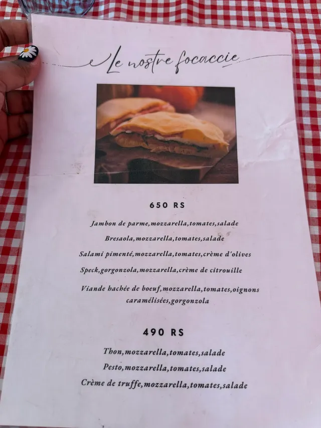Original menu for Le 5 Terre Restaurant et Pinsa, page 1