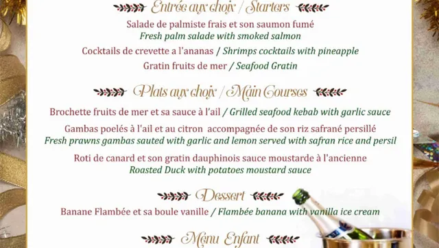 Original menu for Le Bougainville Restaurant, page 1