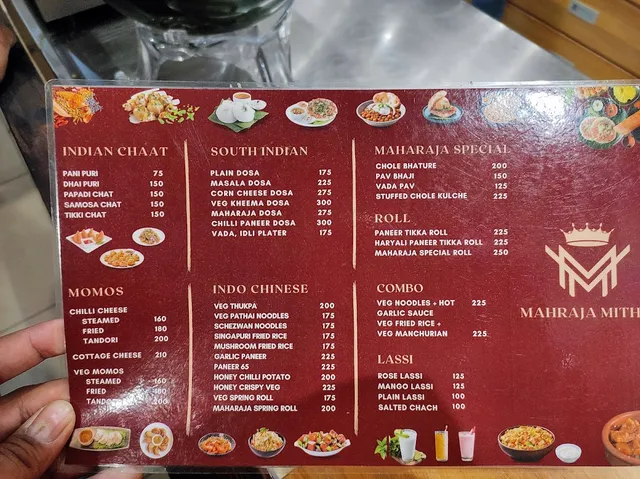 Original menu for Maharaja Mithai, page 1