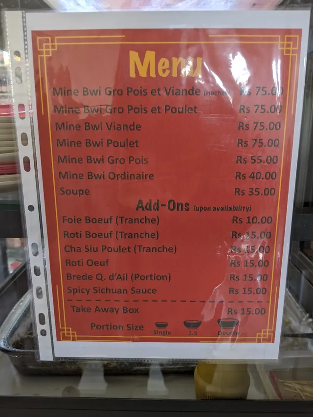 Original menu for Mine St Pierre (Mangouste), page 1