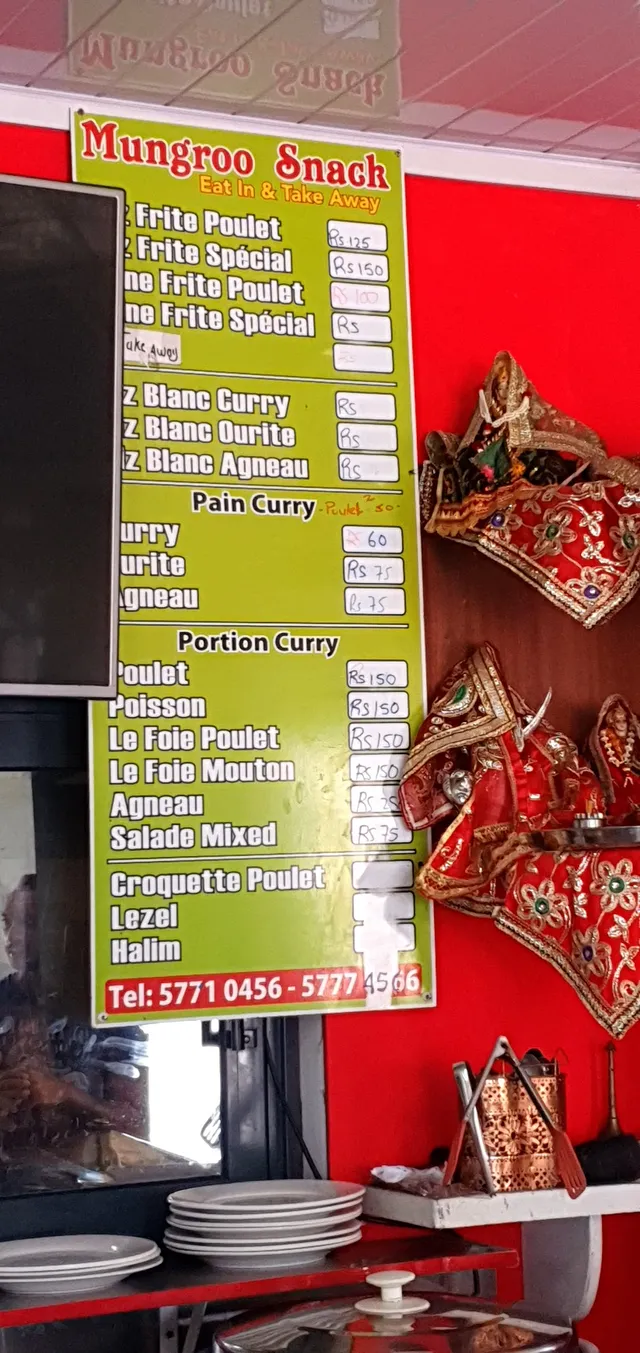 Original menu for Mungroo Snack, page 1