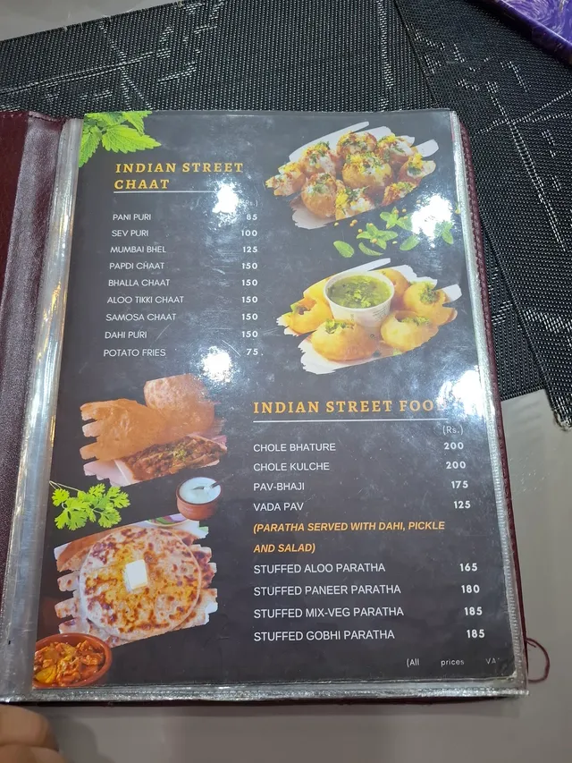 Original menu for Namo India Belle Rose, page 2