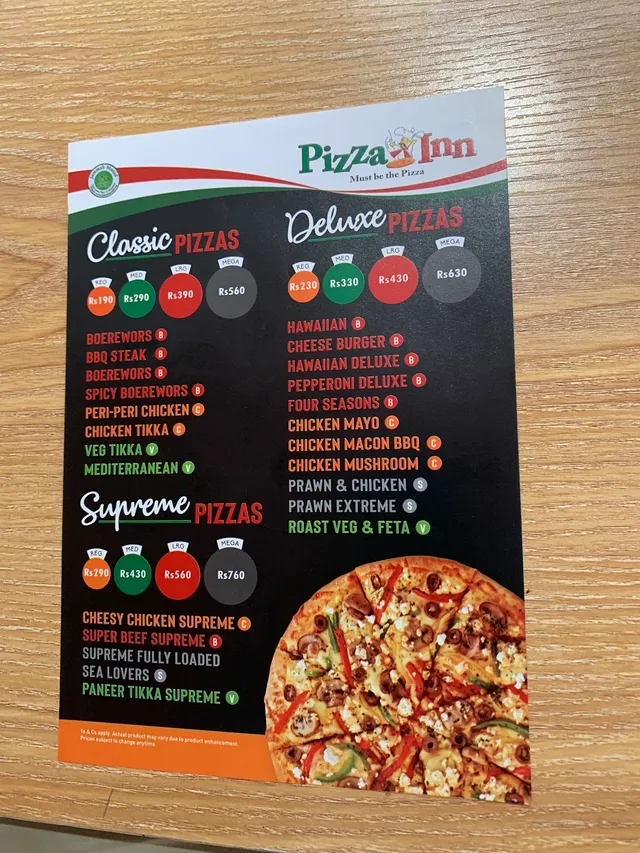 Original menu for Pizza inn Jumbo Mall, Phoenix, page 1