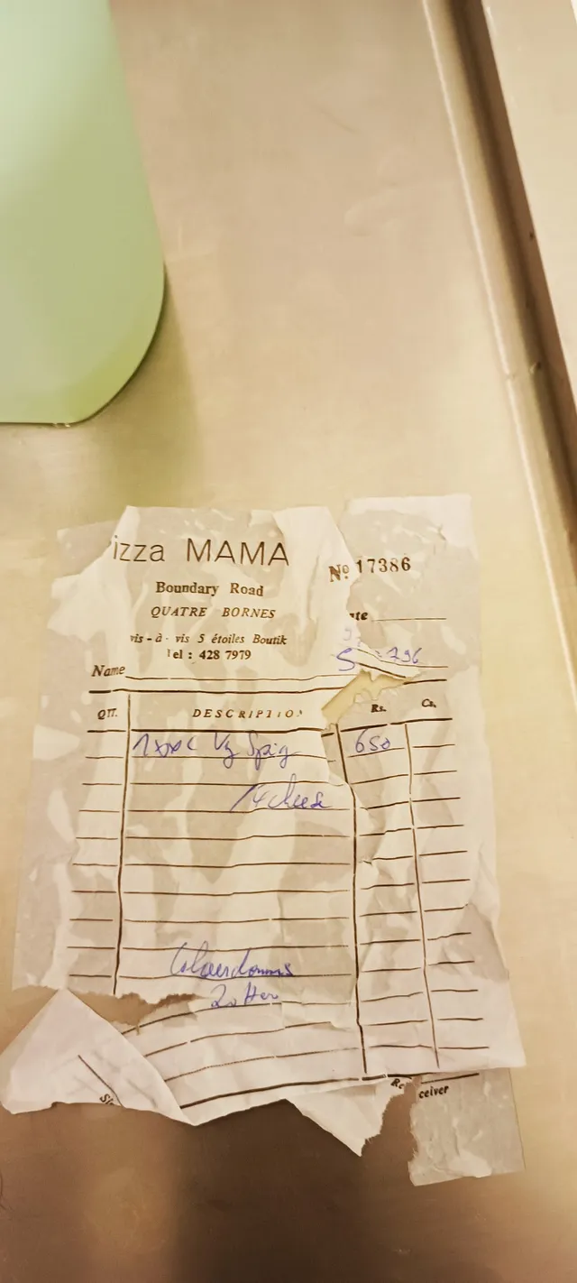 Original menu for Pizza Mama, page 2