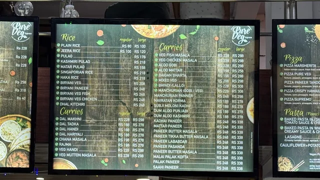 Original menu for Pure Veg Express, page 1